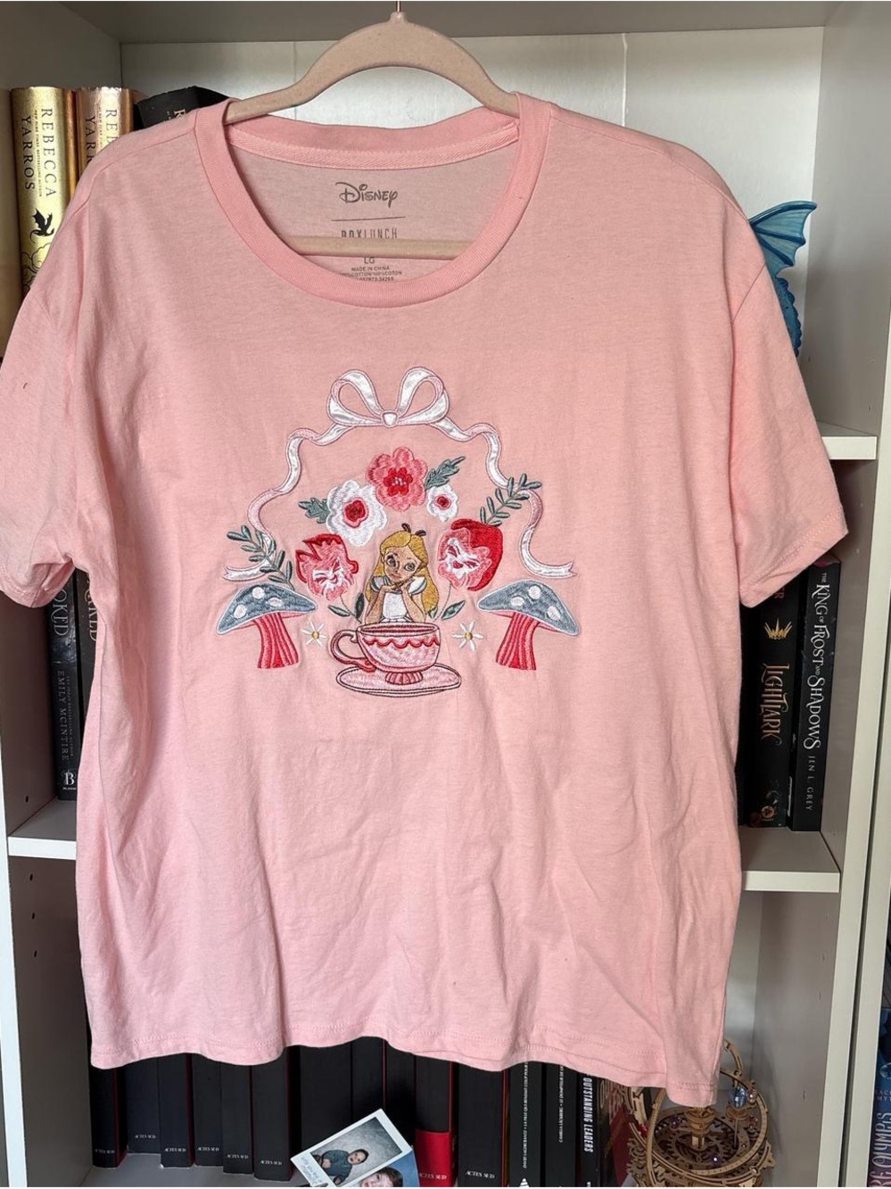 Disney Pink Alice Tea Cup Embroidered Short Sleeve Tee